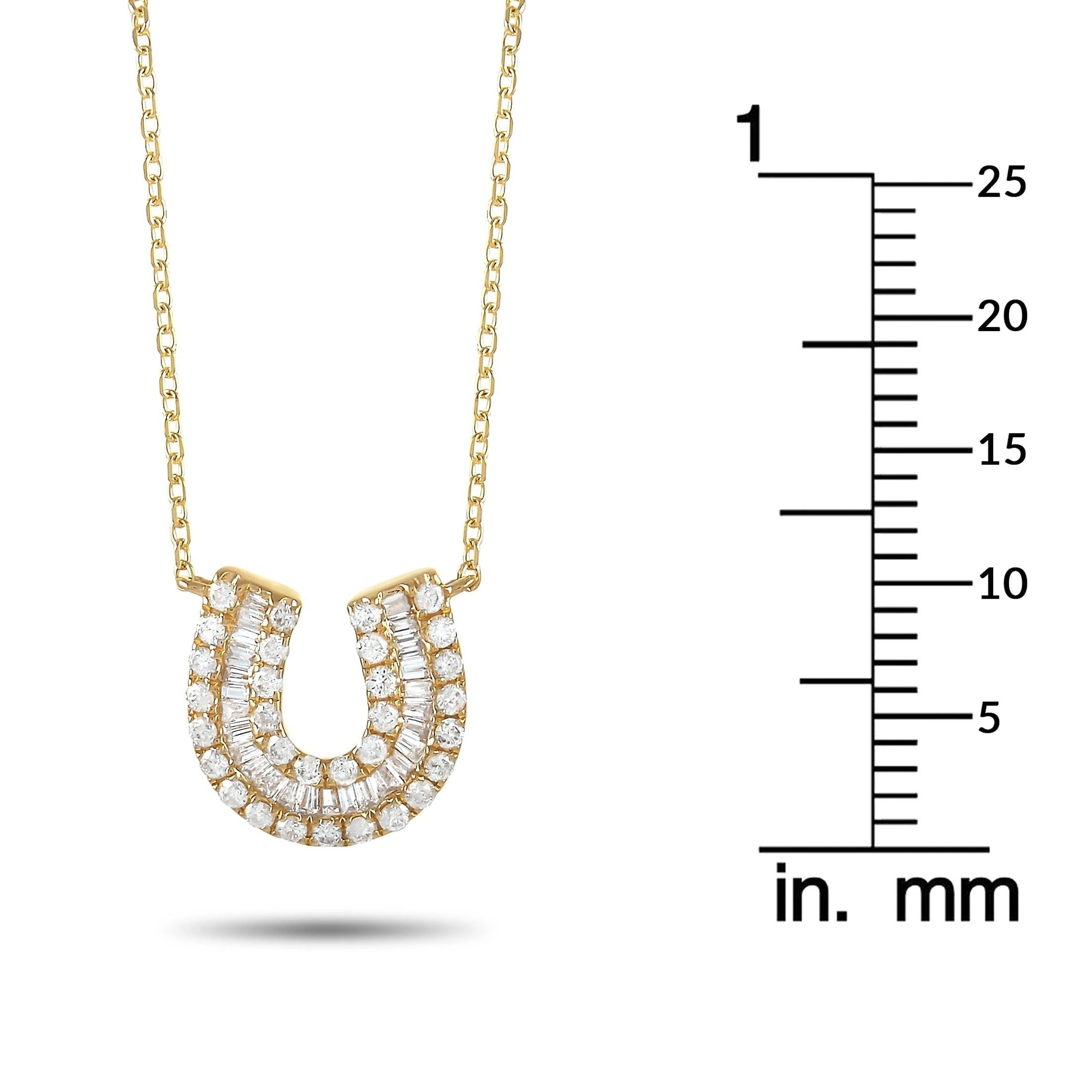 LB Exclusive 14K Yellow Gold 0.45 Ct Diamond Horseshoe Necklace In New Condition In Southampton, PA