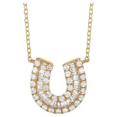 LB Exclusive 14K Yellow Gold 0.45 Ct Diamond Horseshoe Necklace