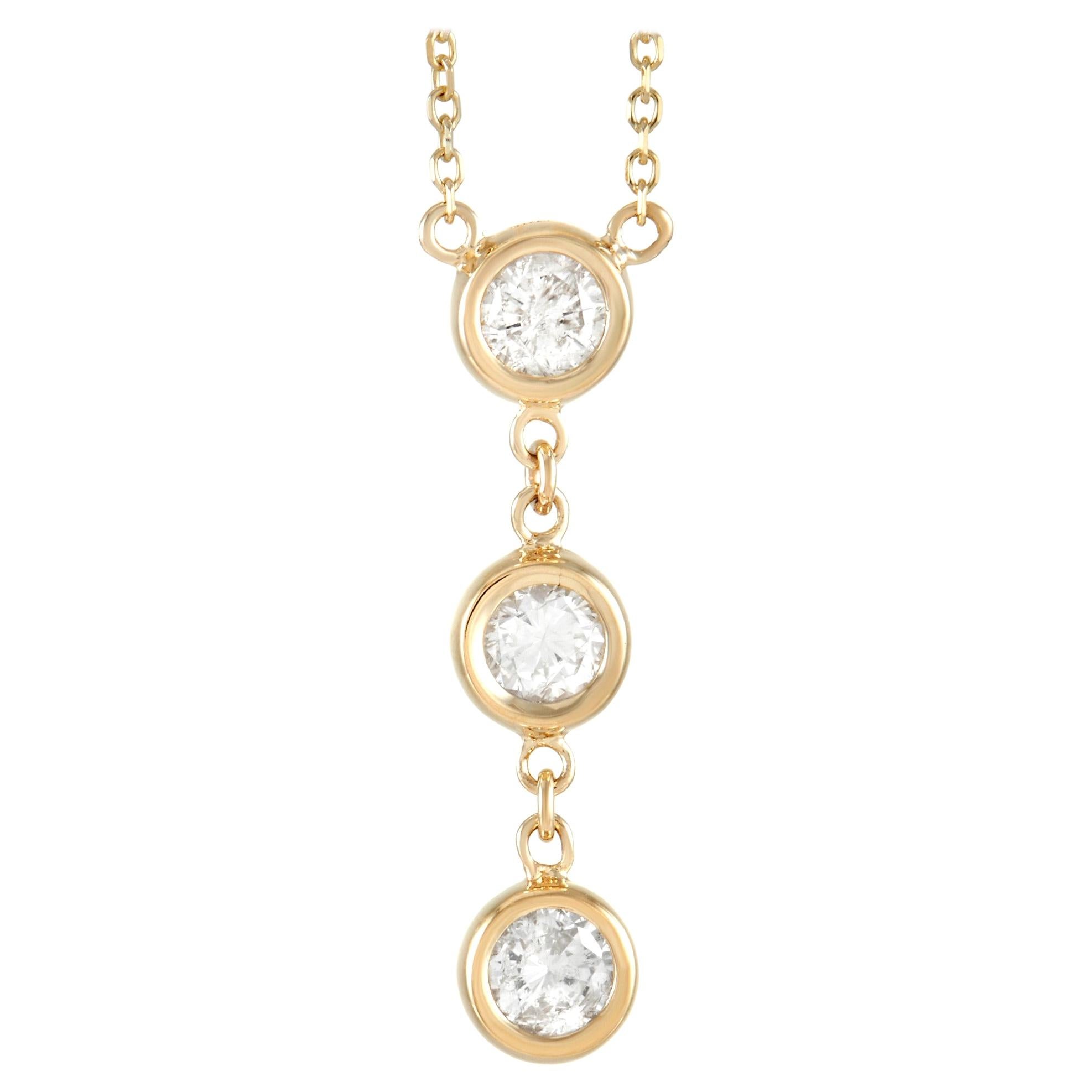 LB Exclusive 14k Yellow Gold 0.45ct Diamond Pendant Necklace For Sale