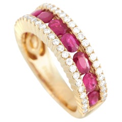 LB Exclusive 14K Yellow Gold 0.48 ct Diamond and Ruby Ring