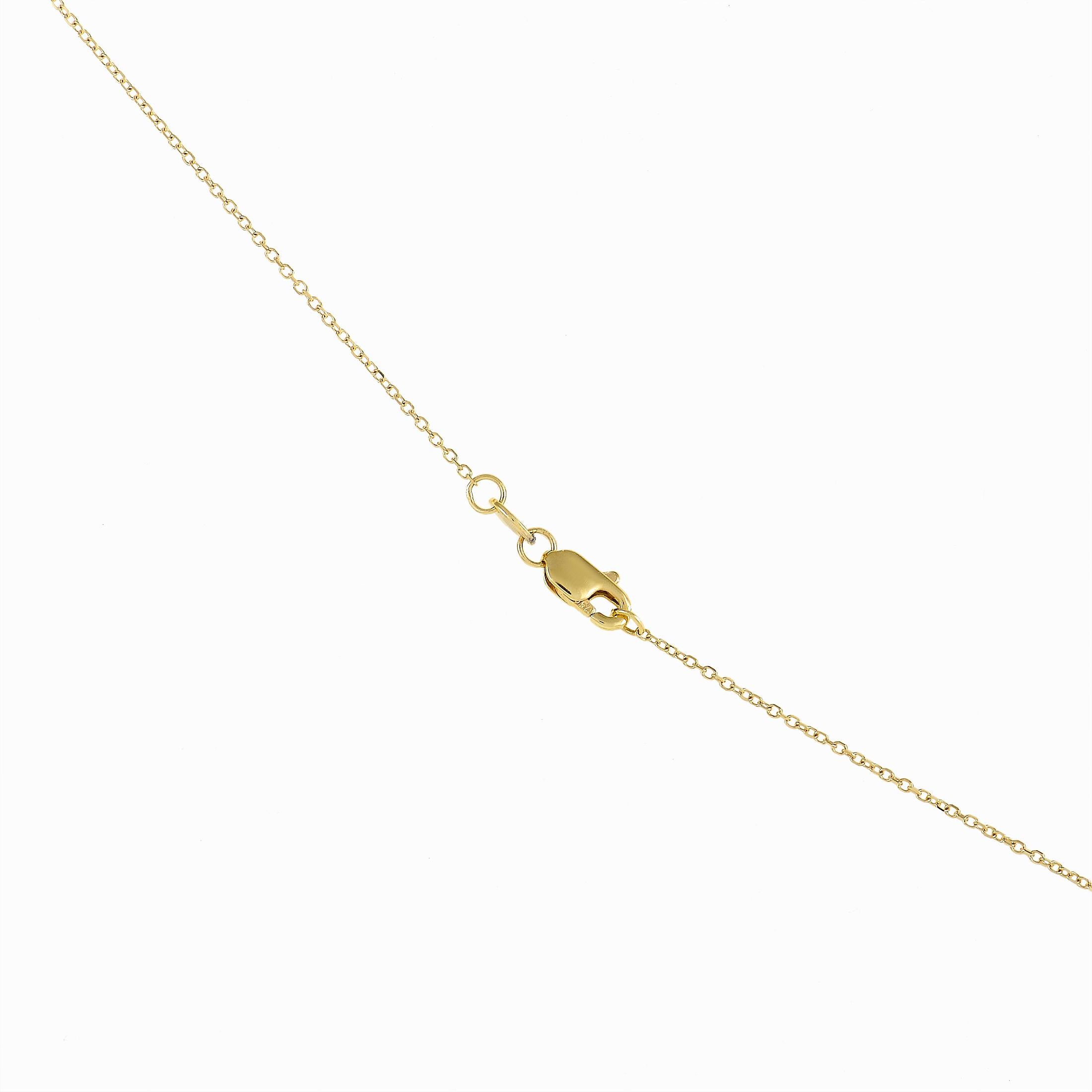 This sleek, simple pendant necklace is a piece that will elevate any ensemble. Crafted from 14K yellow gold, a pendant measuring 1.5” long and 0.5” wide is elegantly suspended from an 16” chain. The gracefully curved design of the pendant is made