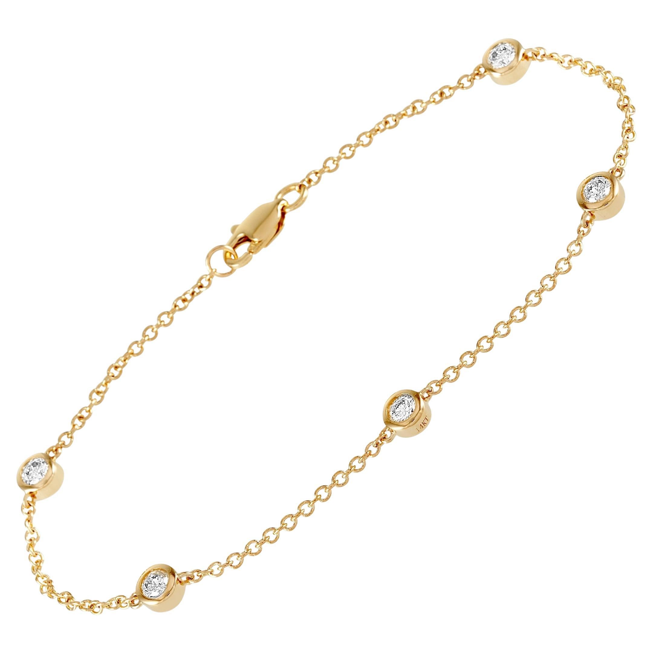 LB Exclusive 14k Yellow Gold 0.50 Carat Diamond Bracelet For Sale