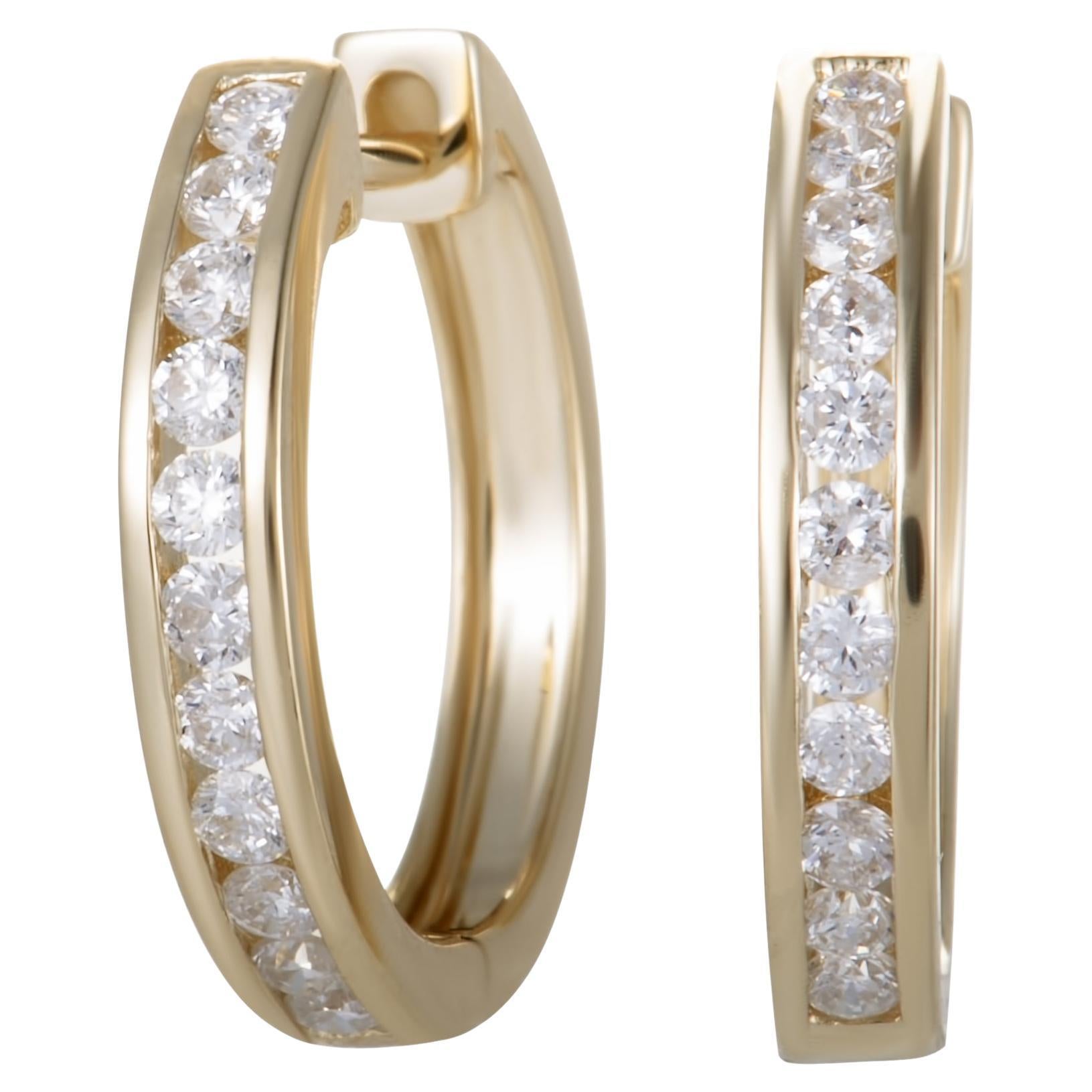 LB Exclusive 14k Yellow Gold 0.27 Carat Diamond Hoop Earrings For Sale ...