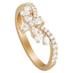 LB Exclusive 14K Yellow Gold 0.50 Ct Diamond Pear Cross Ring