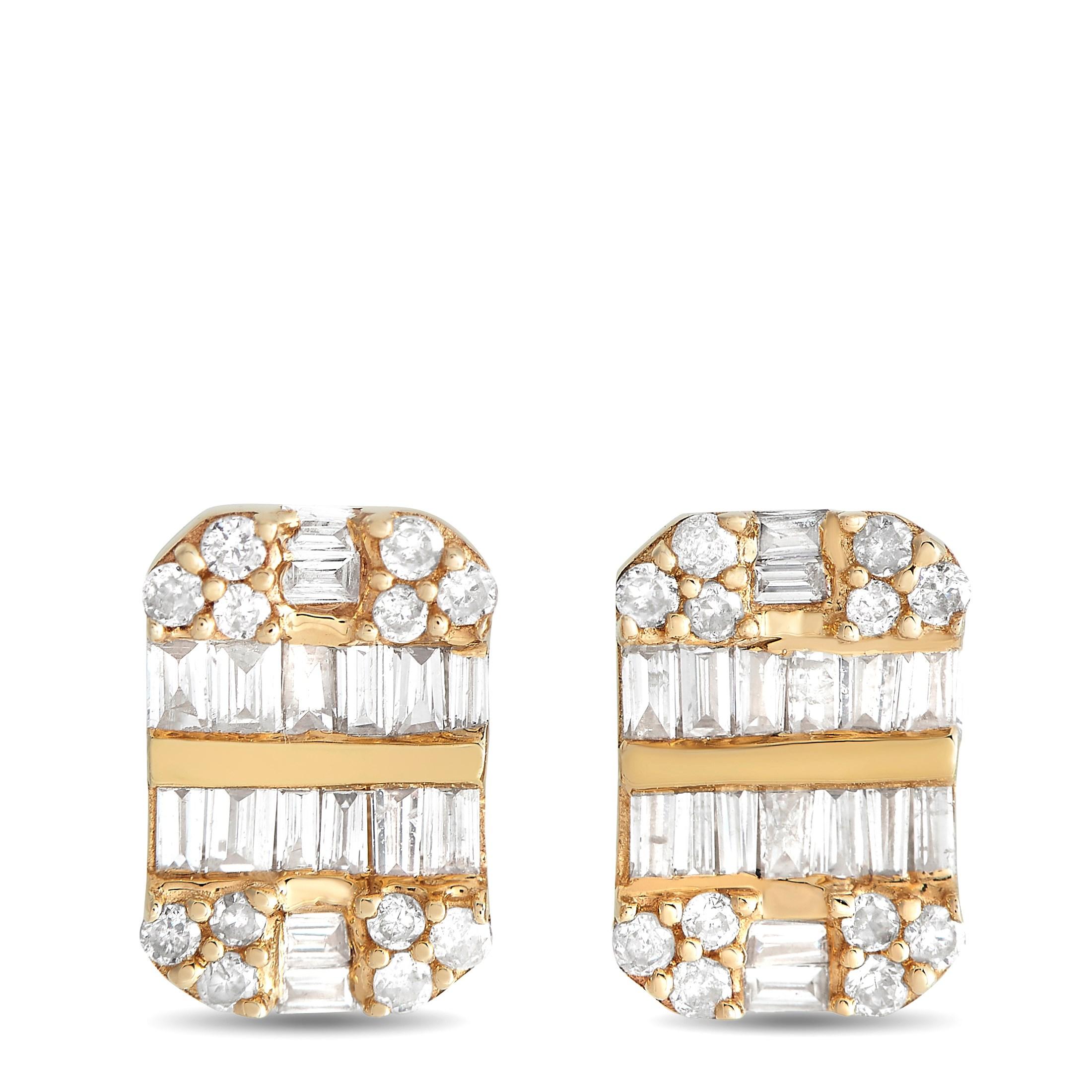 LB Exclusive 14K Yellow Gold 0.50ct Diamond Earrings In New Condition For Sale In Southampton, PA