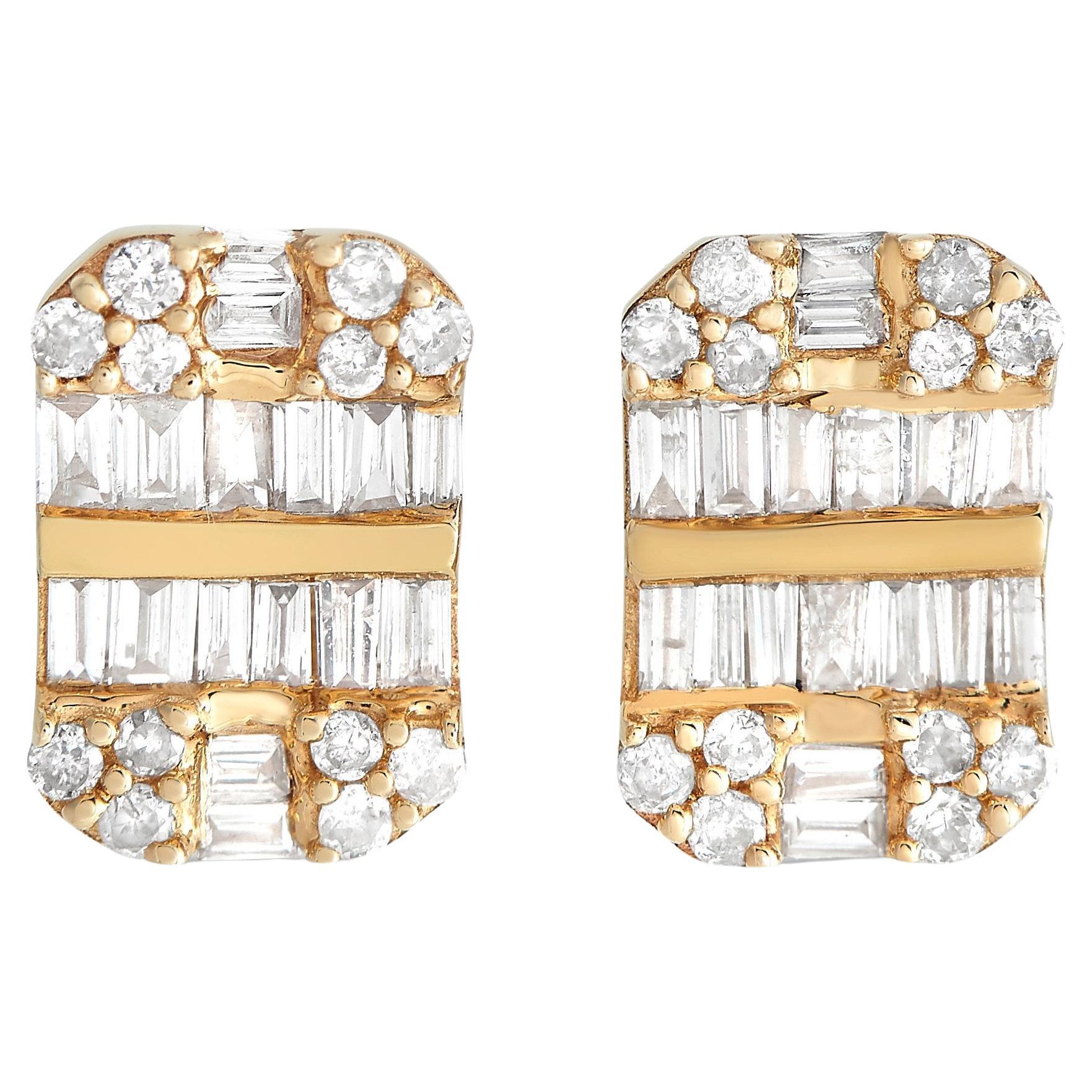 LB Exclusive 14K Yellow Gold 0.50ct Diamond Earrings For Sale