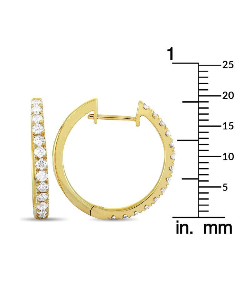 Lb Exclusive 14k Yellow Gold 0.50 Carat Diamond Hoop Earrings In New Condition For Sale In Southampton, PA