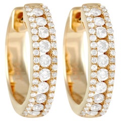 LB Exclusive 14k Yellow Gold 0.50 Carat Diamond Hoop Earrings