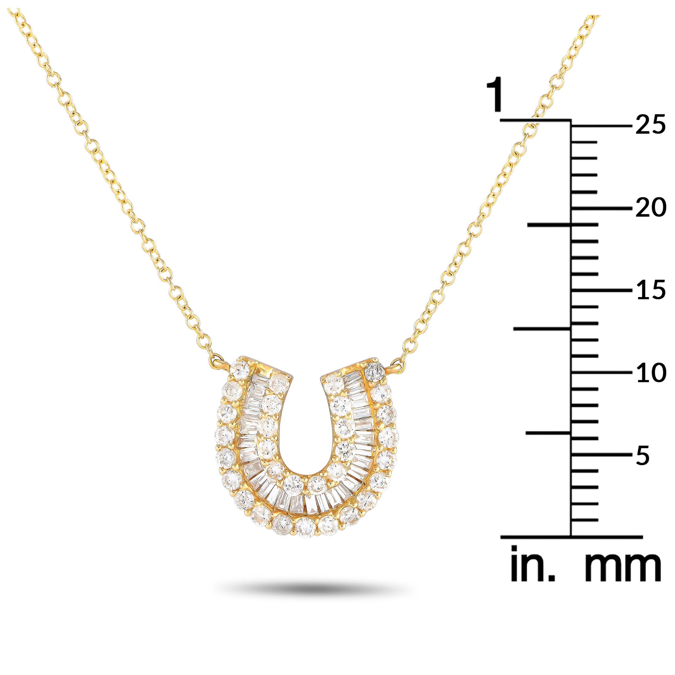 14K Yellow Gold 0.50ct Diamond Horseshoe Necklace PN14722 In New Condition In Southampton, PA