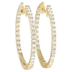LB Exclusive - Orecchini a cerchio in oro giallo 14K con diamanti da 0,50 ct.