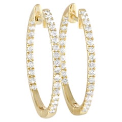 LB Exclusive 14k Yellow Gold 0.50 Carat Diamond Inside-Out Hoop Earrings