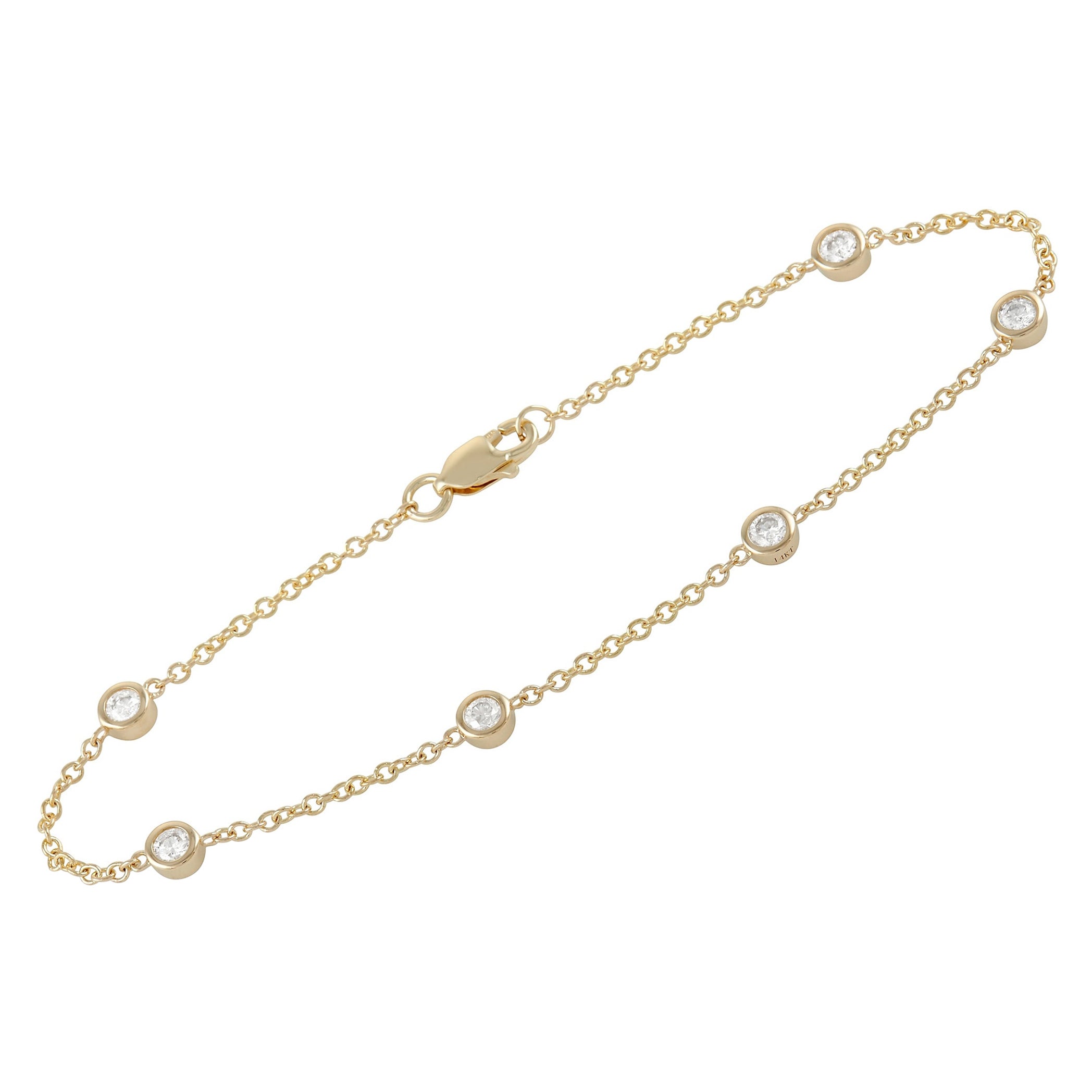 LB Exclusive Bracelet en or jaune 14 carats avec diamants 0,55 carat en vente