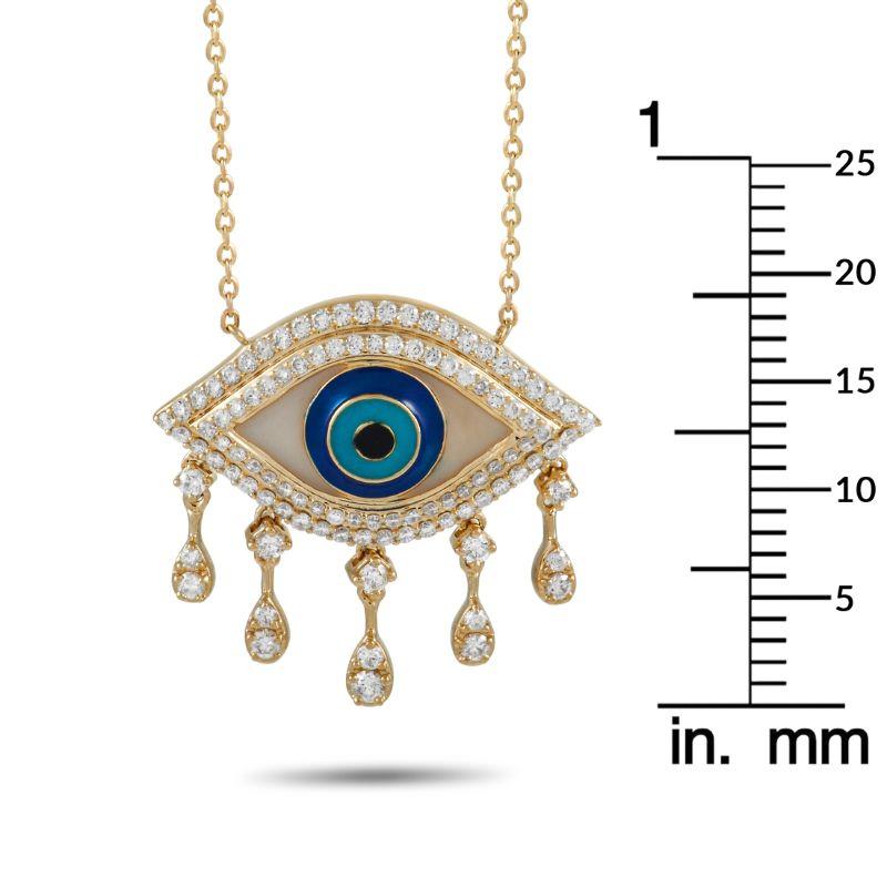 LB Exclusive 14K Yellow Gold 0.55 Ct Diamond Drop Evil Eye Necklace In New Condition In Southampton, PA