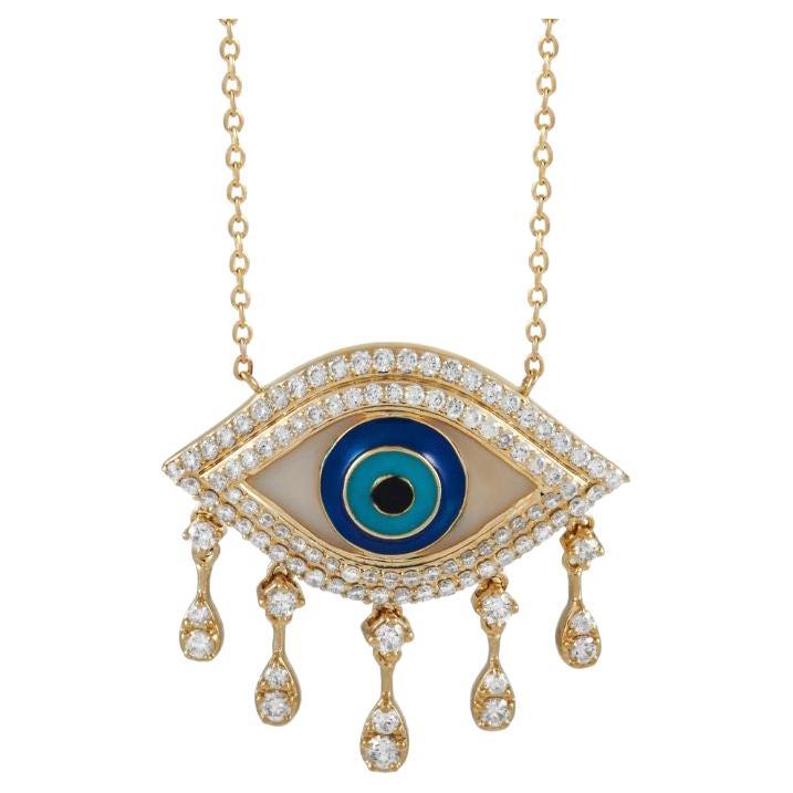 LB Exclusive 14K Yellow Gold 0.55 Ct Diamond Drop Evil Eye Necklace