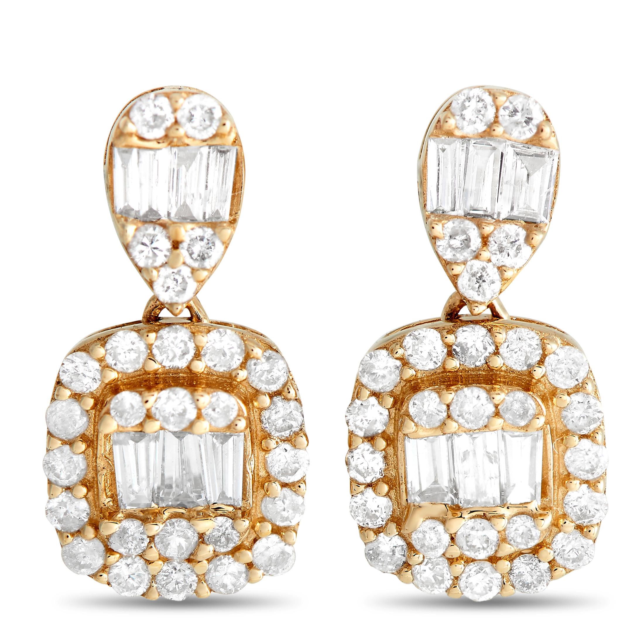 LB Exclusive 14K Yellow Gold 0.55ct Diamond Drop Earrings In New Condition In Southampton, PA