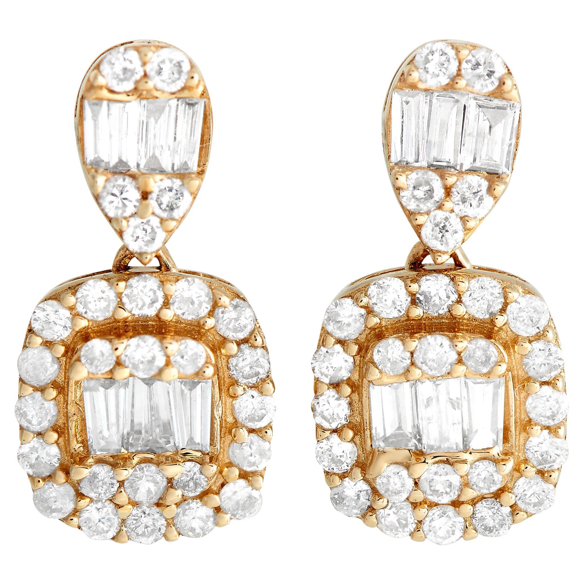 LB Exclusive 14K Yellow Gold 0.55ct Diamond Drop Earrings