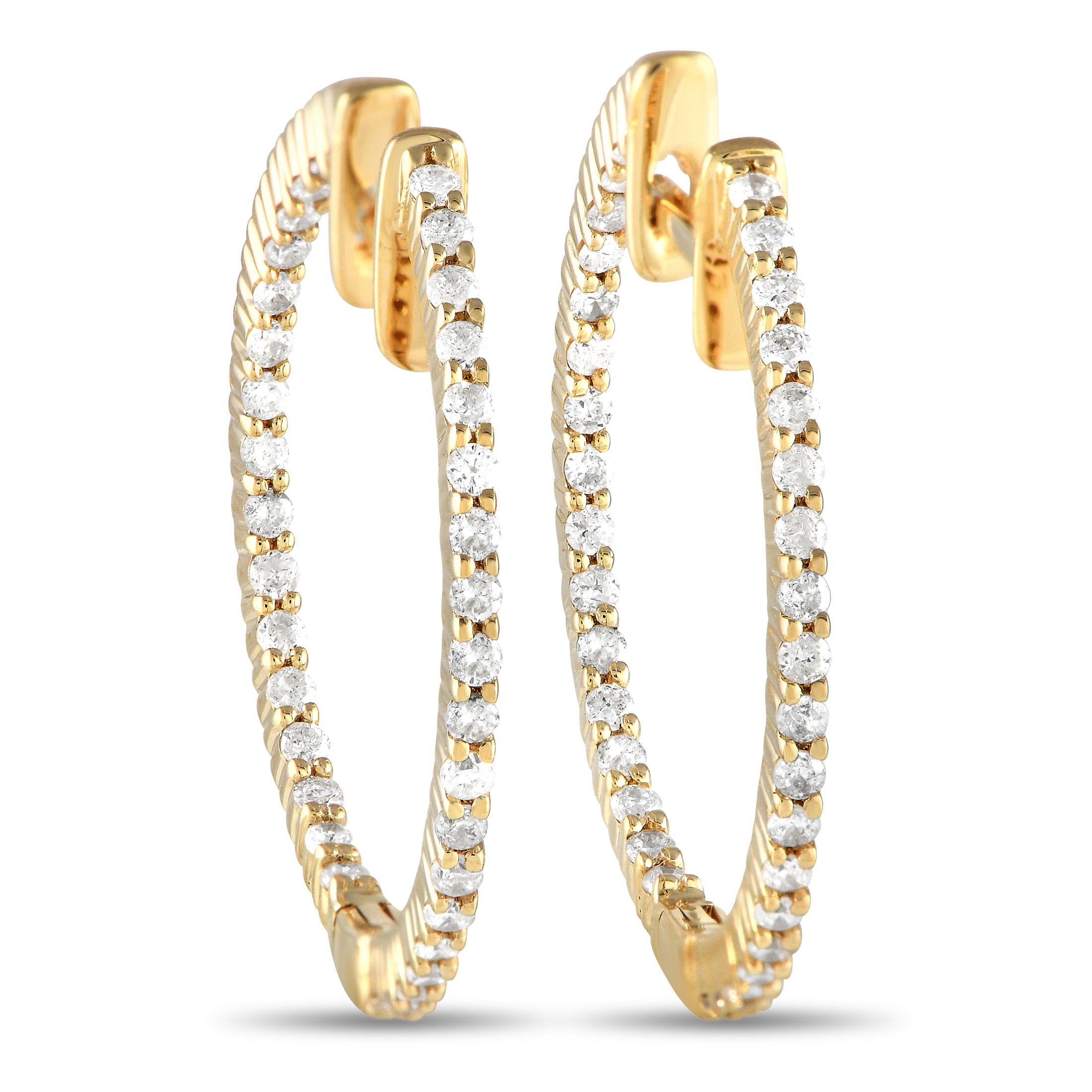 LB Exclusive 14K Gelbgold 0,55ct Diamant Inside-Out Hoop Ohrringe im Zustand „Neu“ im Angebot in Southampton, PA