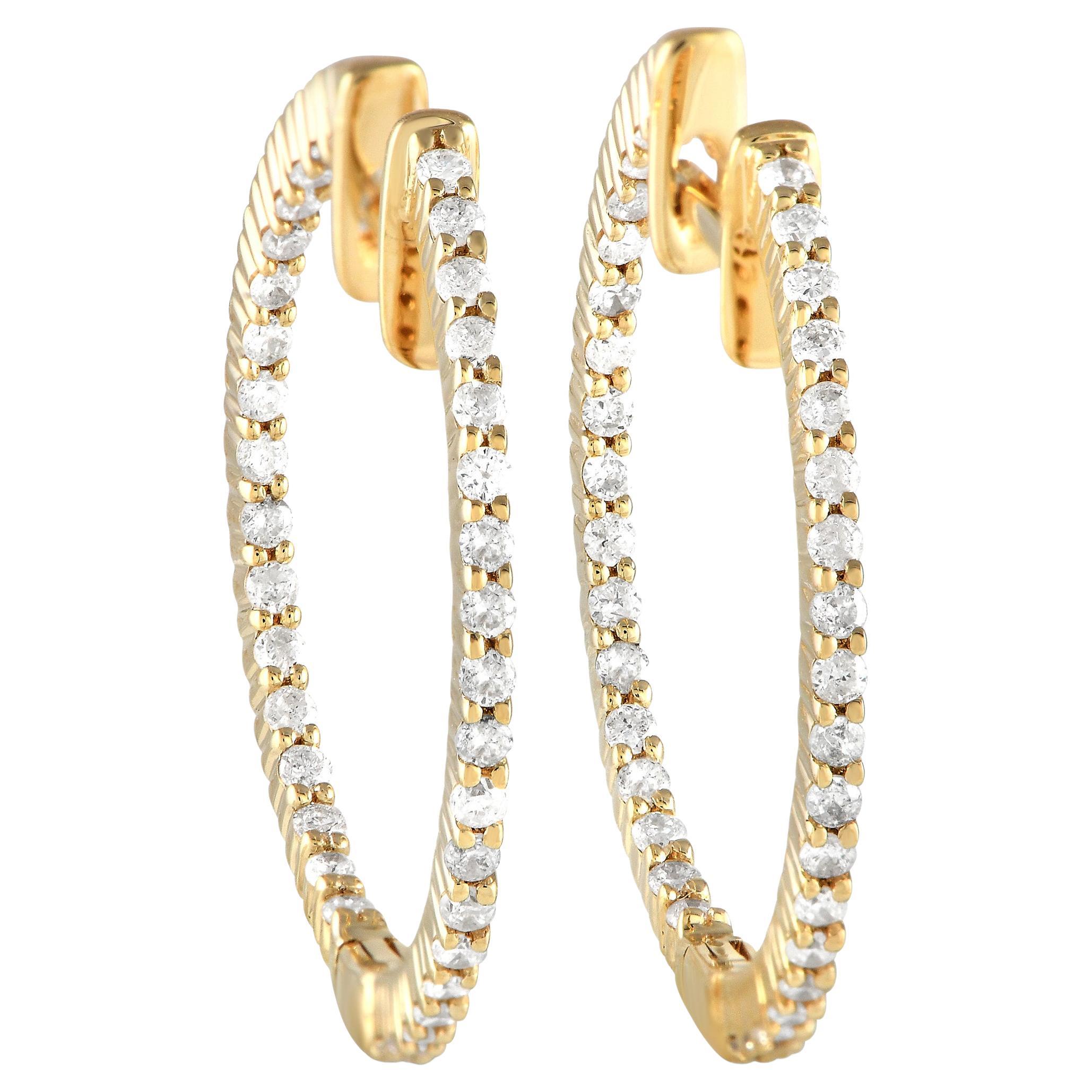 Lb Exclusive 14k Yellow Gold 0.55 Carat Diamond Inside-Out Hoop Earrings For Sale
