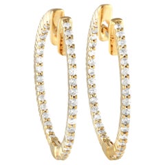 Lb Exclusive 14k Yellow Gold 0.55 Carat Diamond Inside-Out Hoop Earrings
