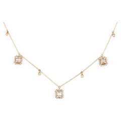 LB Exclusive 14K Yellow Gold 0.58ct Diamond Cushion Cluster Necklace PN14842