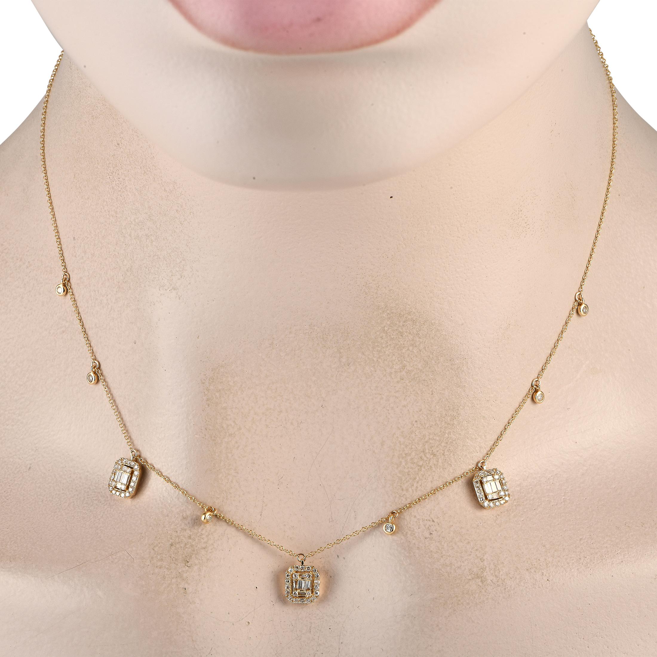Round Cut LB Exclusive 14K Yellow Gold 0.58ct Diamond Station Necklace PN14842 For Sale
