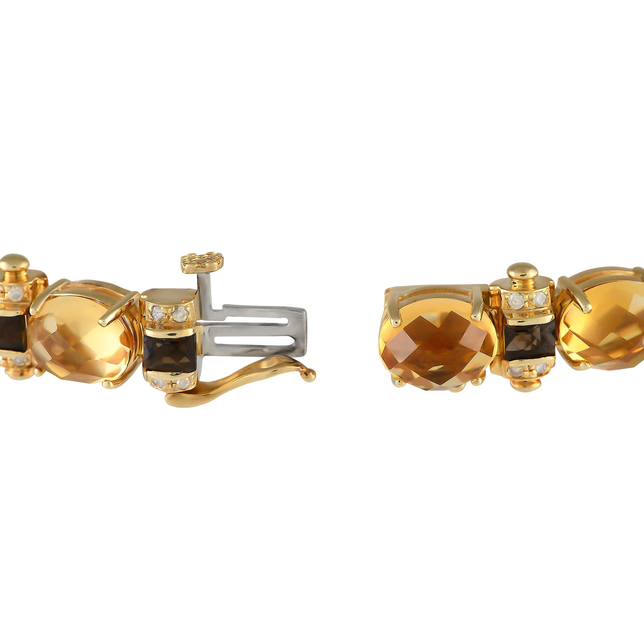 Mixed Cut LB Exclusive 14K Yellow Gold 0.60ct Diamond & Yellow Topaz Bracelet MF04-111723