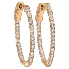 LB Exclusive 14K Yellow Gold 0.62 Ct Diamond Inside Out Hoop Earrings