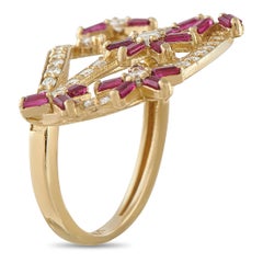 LB Exclusive 14K Yellow Gold 0.65ct Diamond and Ruby Ring