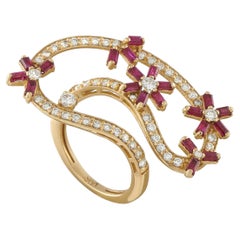 LB Exclusive 14K Yellow Gold 0.65ct Diamond and Ruby Ring