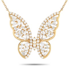 LB Exclusive 14K Yellow Gold 0.65ct Diamond Butterfly Necklace