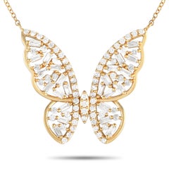 LB Exclusive 14K Yellow Gold 0.65ct Diamond Butterfly Necklace