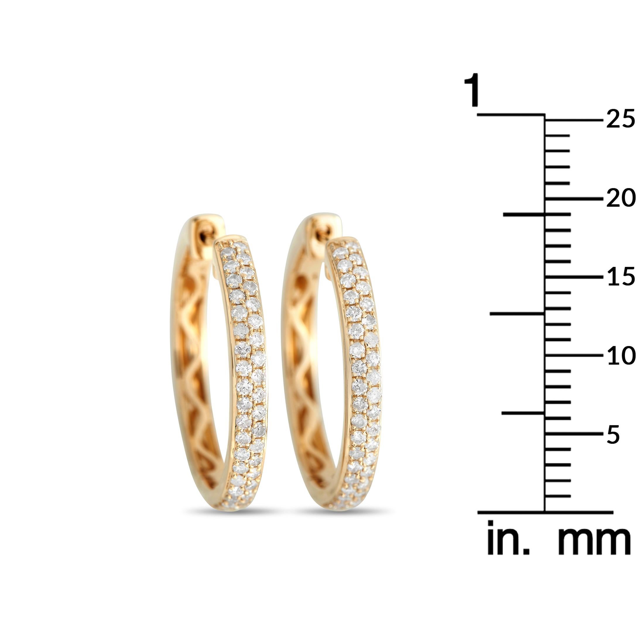 Round Cut LB Exclusive 14K Yellow Gold 0.65ct Diamond Hoop Earrings