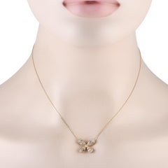 LB Exclusive 14K Yellow Gold 0.75ct Diamond Four Petal Flower Necklace