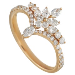 LB Exclusive 14k Yellow Gold 0.76 Carat Diamond Tiara Ring