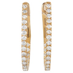 LB Exclusive 14K Yellow Gold 0.77 Ct Diamond Inside Out Oval Hoop Earrings