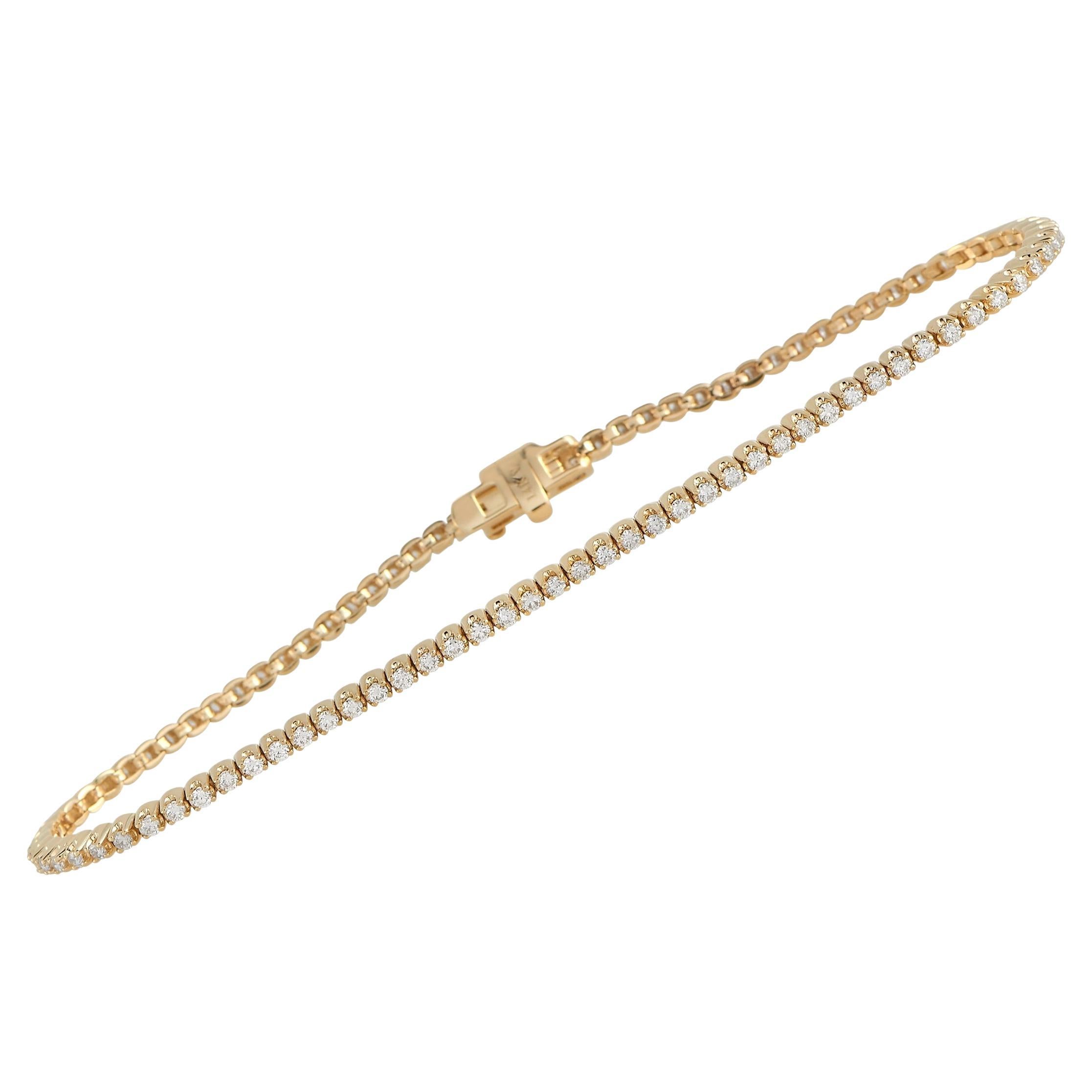 LB Exclusive Yellow and White Gold Diamond Tennis Bracelet at 1stDibs