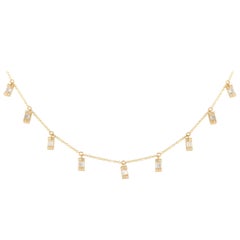 LB Exclusive 14K Yellow Gold 0.98ct Diamond Station Necklace NK01433