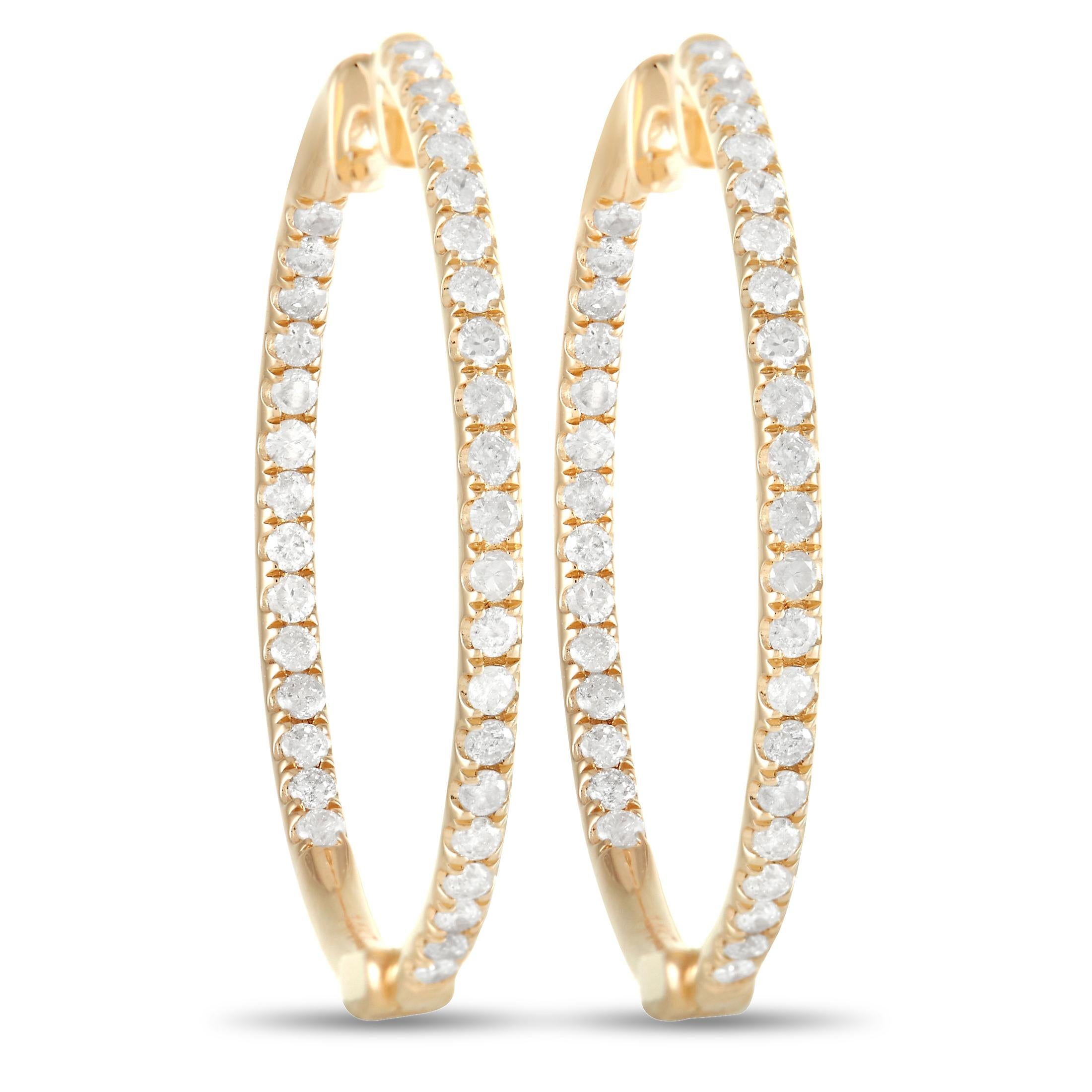 LB Exclusive - Boucles d'oreilles en or jaune 14 carats avec diamants de 1,0 carat Neuf - En vente à Southampton, PA