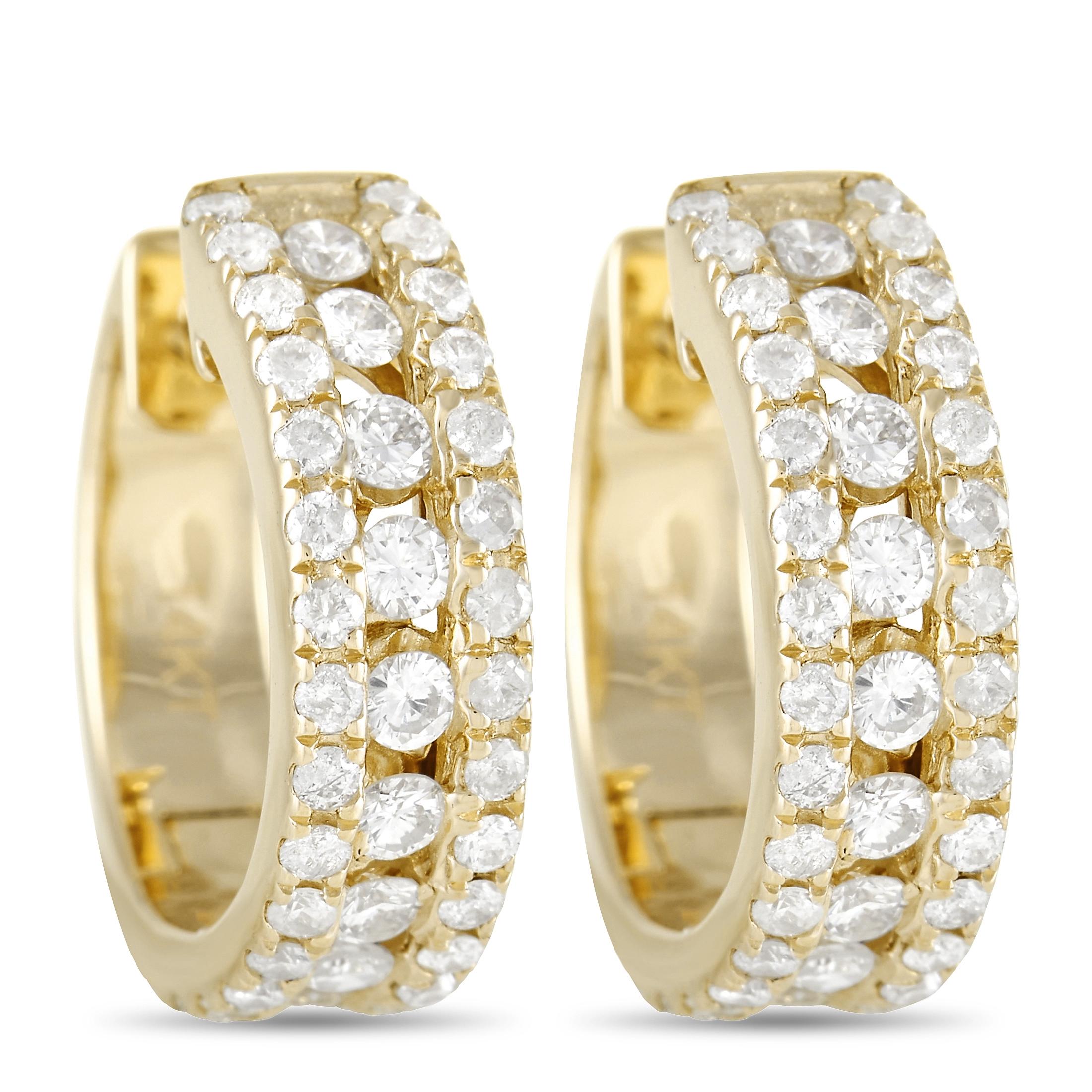LB Exclusive - Boucles d'oreilles en or jaune 14 carats avec diamants de 1,0 carat Neuf - En vente à Southampton, PA