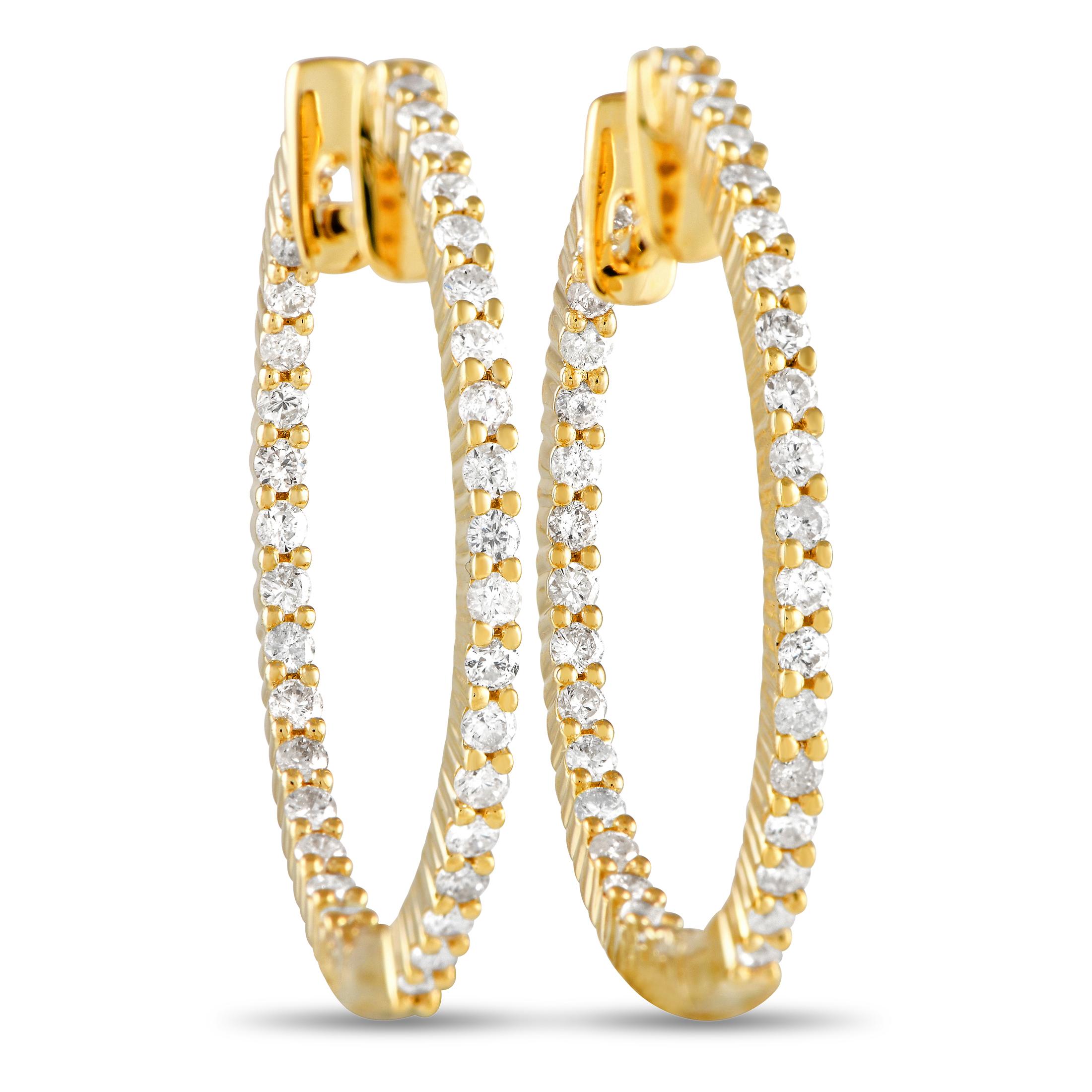 LB Exclusive - Boucles d'oreilles en or jaune 14 carats avec 1,0 ct de diamant à l'intérieur et à l'extérieur Neuf - En vente à Southampton, PA