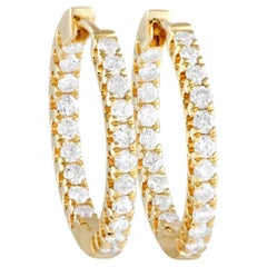 Lb Exclusive 14k Yellow Gold 1.0 Carat Diamond Inside-Out Hoop Earrings