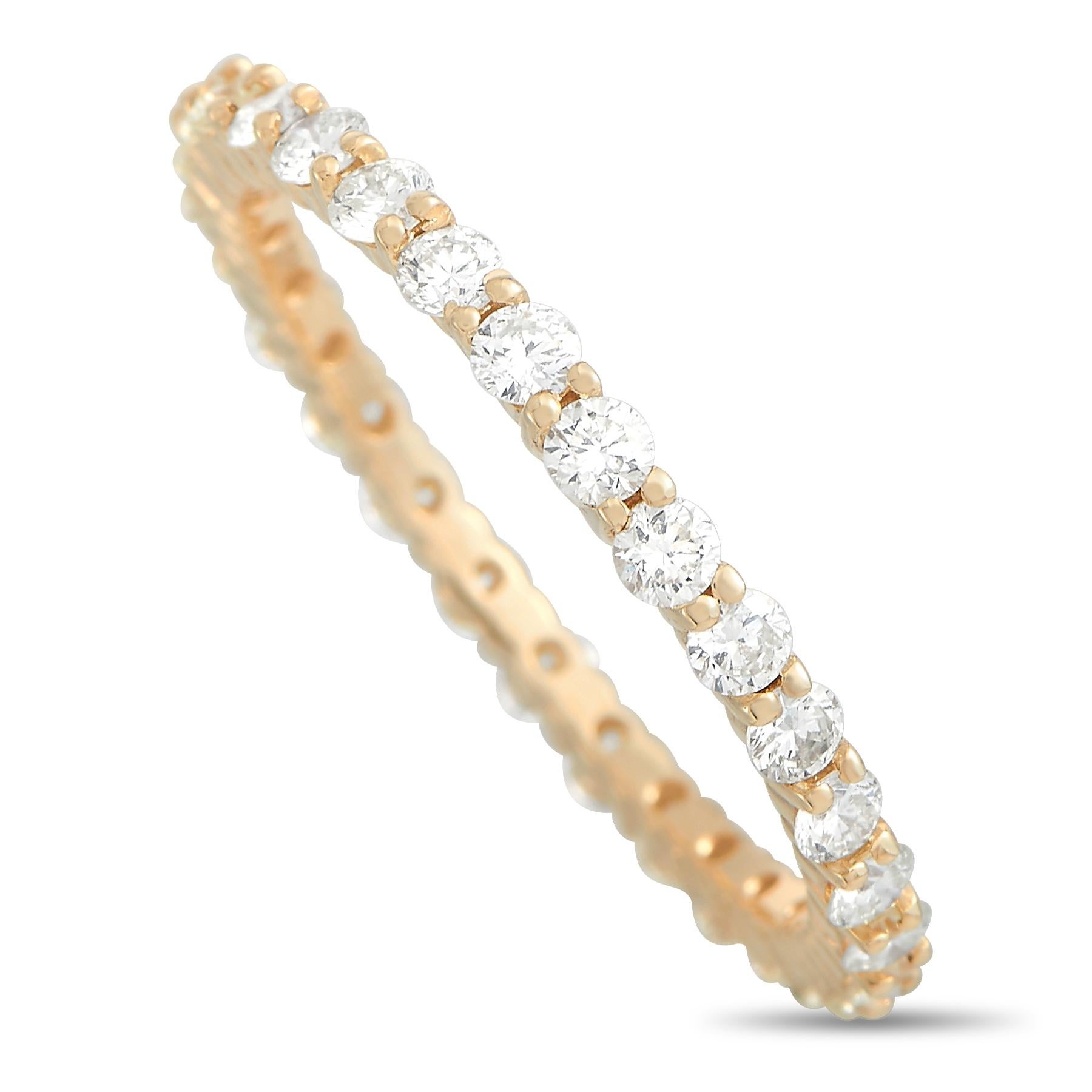 LB Exclusive 14K Yellow Gold 1.00 Ct Diamond Eternity Band Ring In New Condition In Southampton, PA