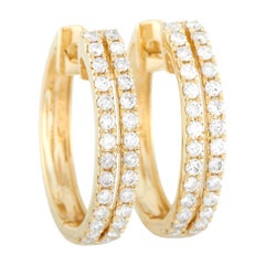 LB Exclusive 14k Yellow Gold 1.00 Ct Diamond Hoop Earrings