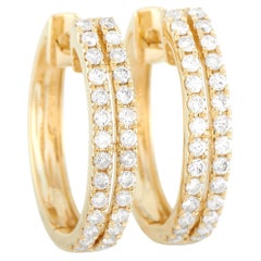 LB Exclusive 14k Yellow Gold 1.00 Ct Diamond Hoop Earrings