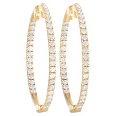 LB Exclusive 14K Yellow Gold 1.00 Ct Diamond Hoop Earrings