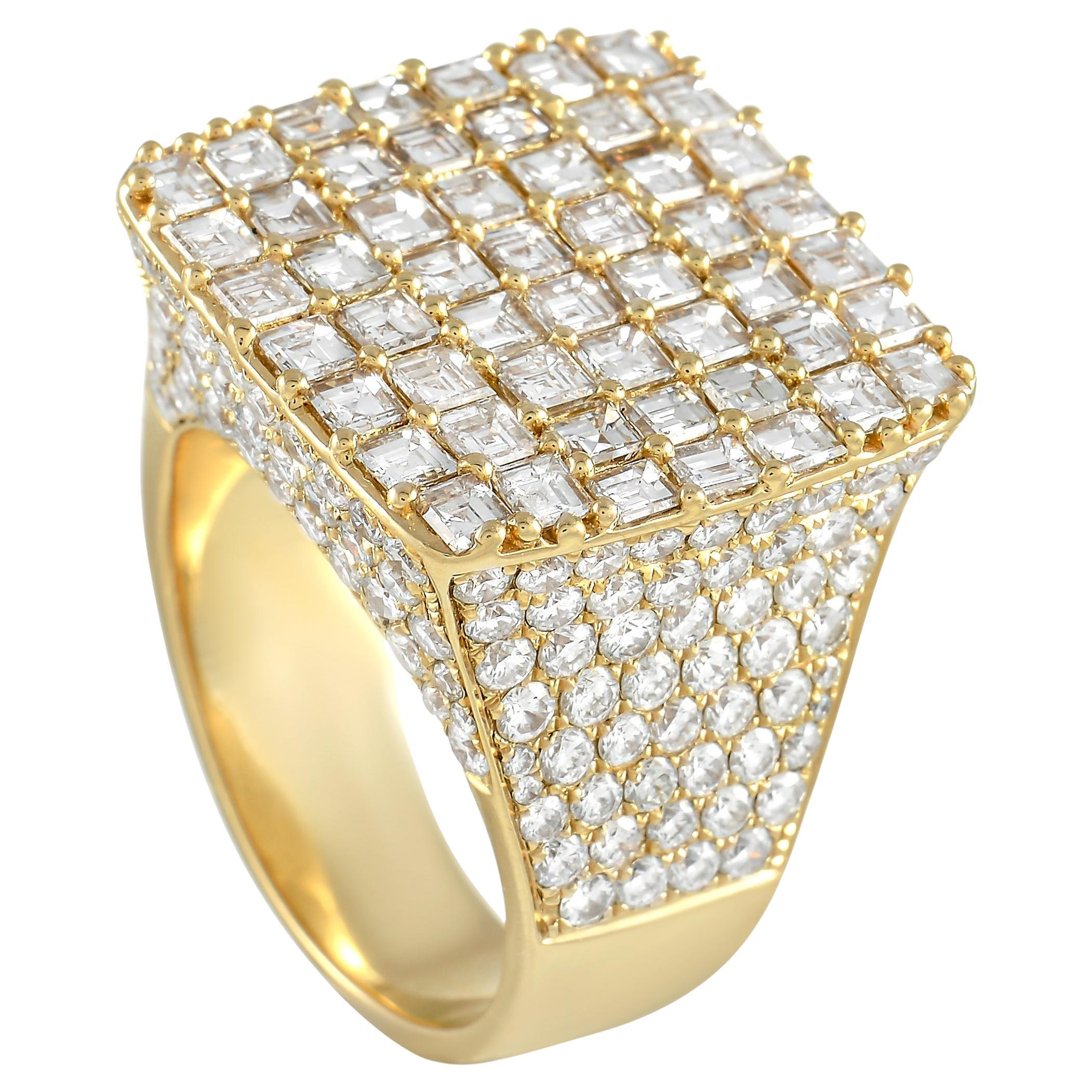 LB Exclusive 14K Yellow Gold 10.49 Ct Diamond Ring For Sale