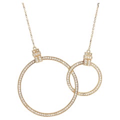 LB Exclusive 14K Yellow Gold 1.05 ct Diamond Interlocking Circle Necklace