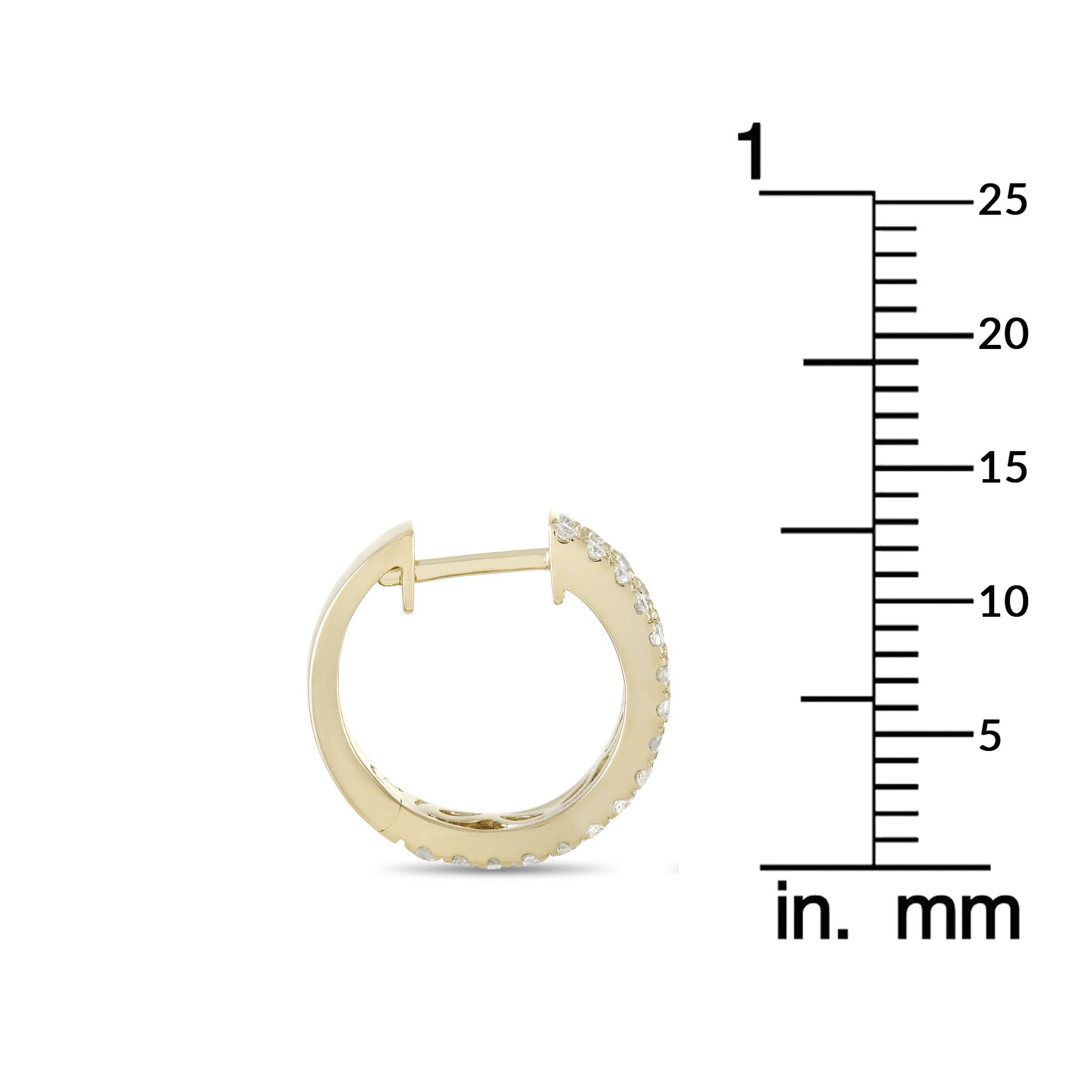 Taille ronde LB Exclusive - Boucles d'oreilles en or jaune 14 carats avec diamants de 1,0 carat en vente