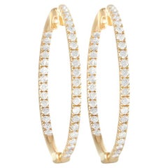 Lb Exclusive 14k Yellow Gold 1.0 Carat Diamond Hoop Earrings