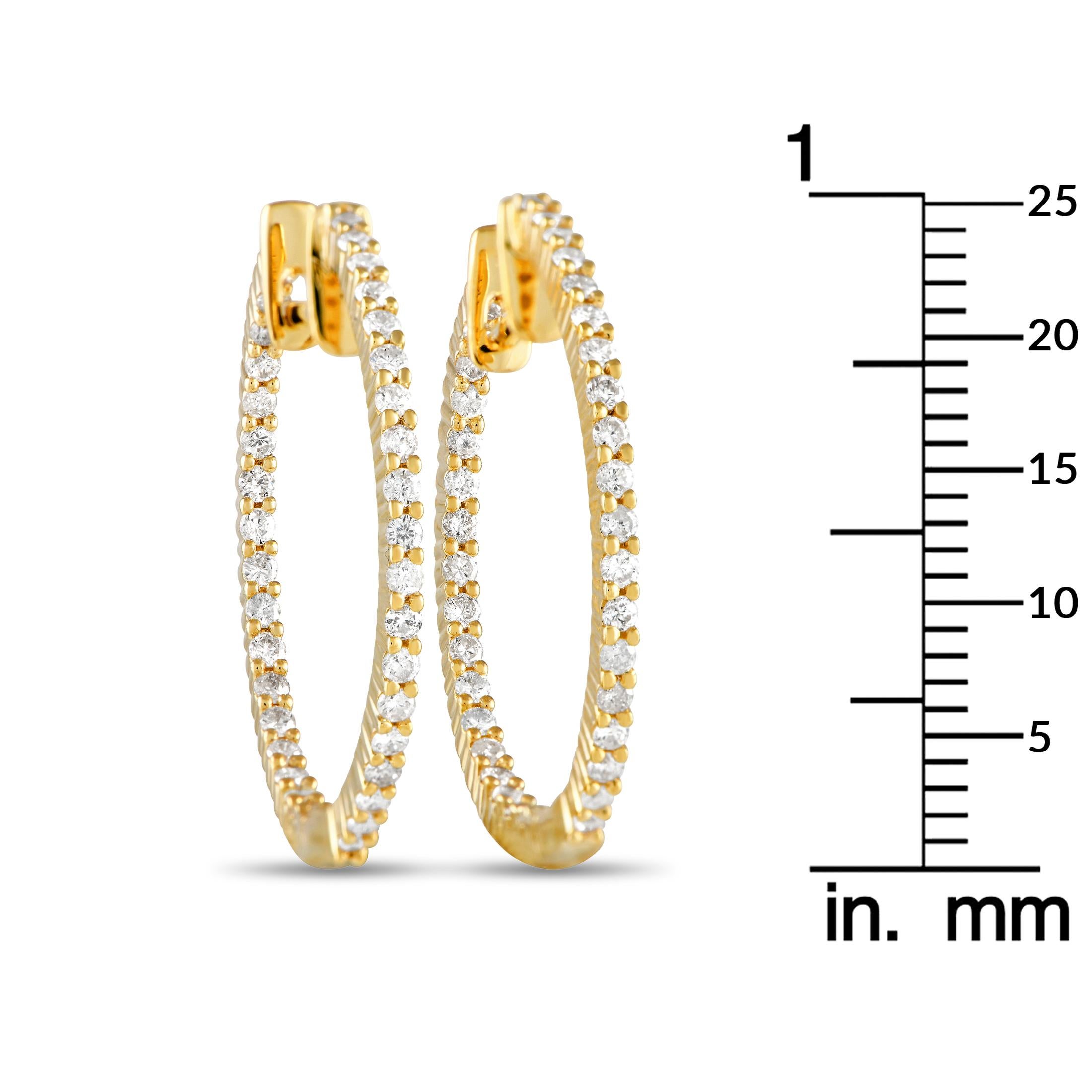 LB Exclusive 14K Gelbgold 1.0ct Diamant Inside-Out Hoop-Ohrringe (Rundschliff) im Angebot